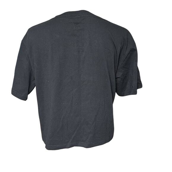 ACDC Women's Size Large Black Studded Highway to Hell Cropped T-Shirt - Picture 4 of 5